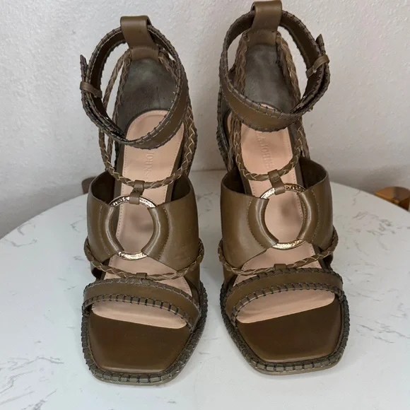 Ulla Johnson Leather Sandals Whipstitch Trim Multi Strap Ankle‎ - 40 / 9.5-10 - Picture 13 of 16